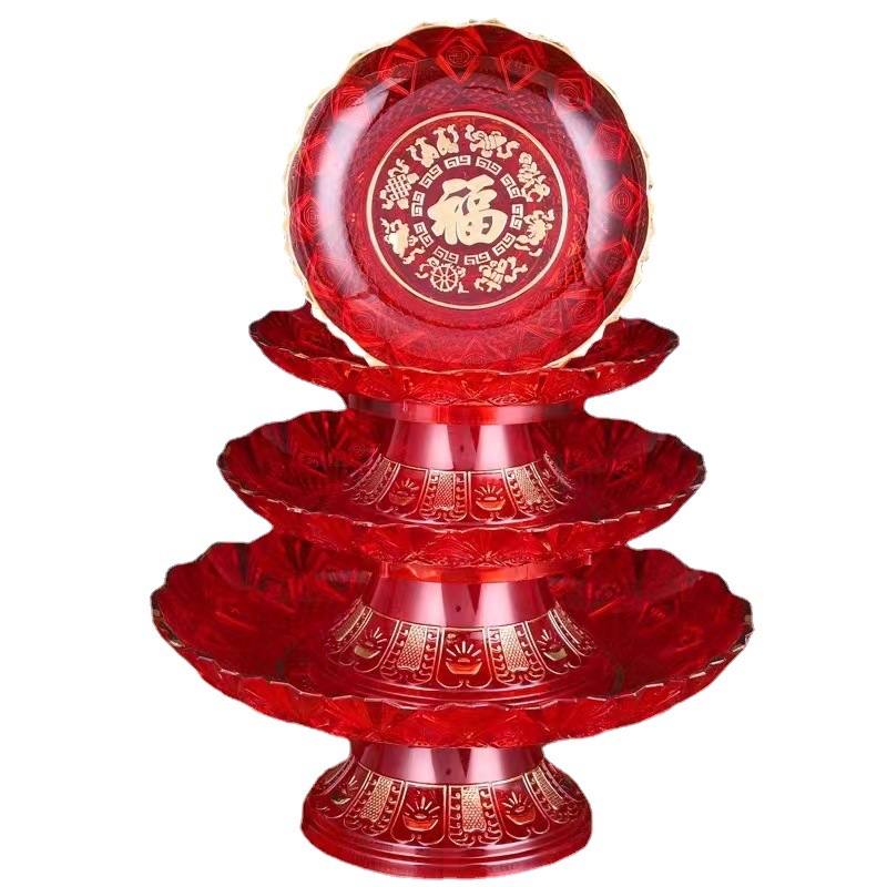Crystal plastic offering plate fruit plate blessing word fruit plate Buddha offering fruit plate home Buddha Hall Buddha offering fruit plate God of wealth Guanyin Tribute Plate