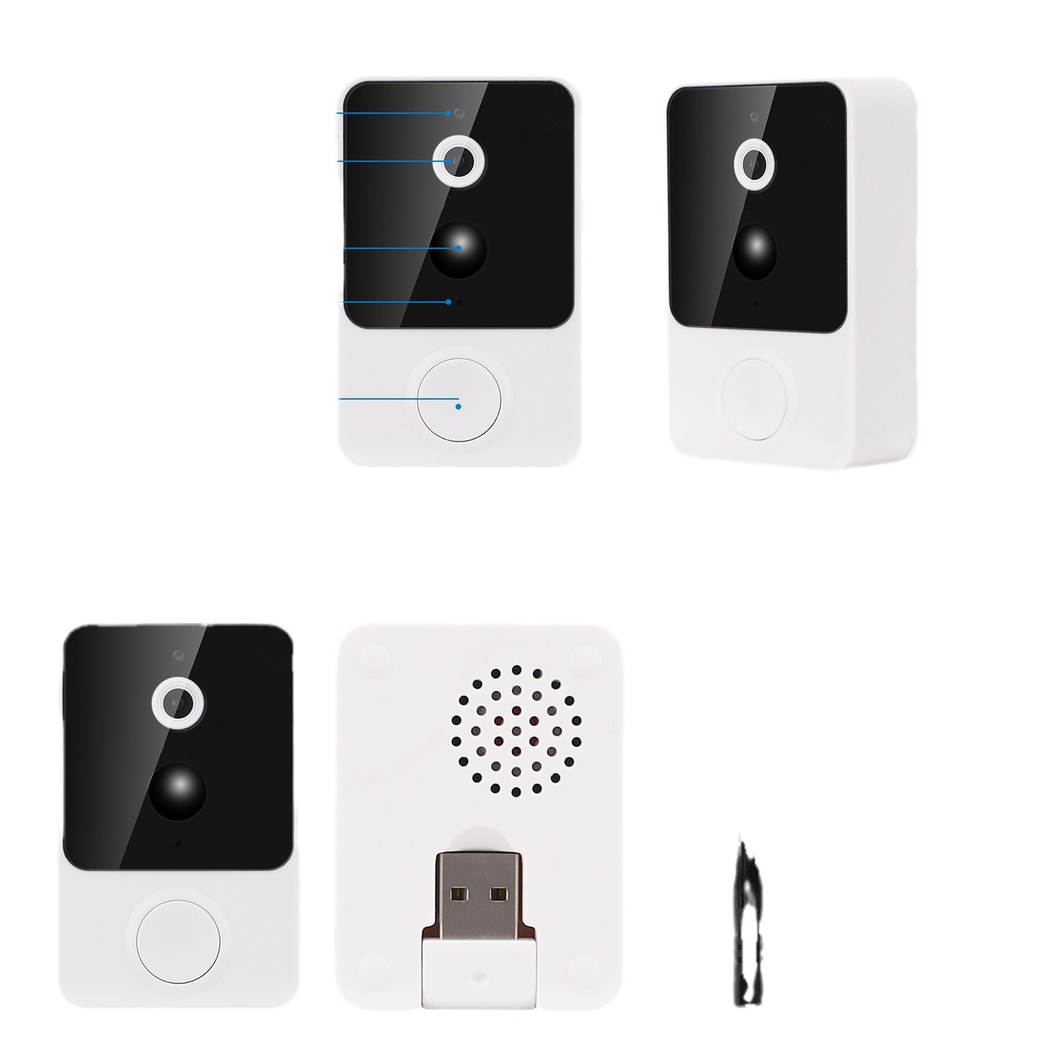 Cross-Border Hot Product H8 Low-Power Wifi Smart Doorbell Small Doorbell Pir Motion Detection