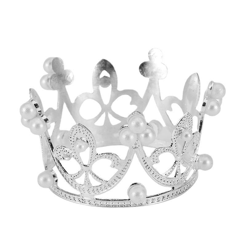 Cross-Border Popular Children's Crown Cake Decoration Two-Color Birthday Crown Tiara Metal Flower Ornaments Party Decoration