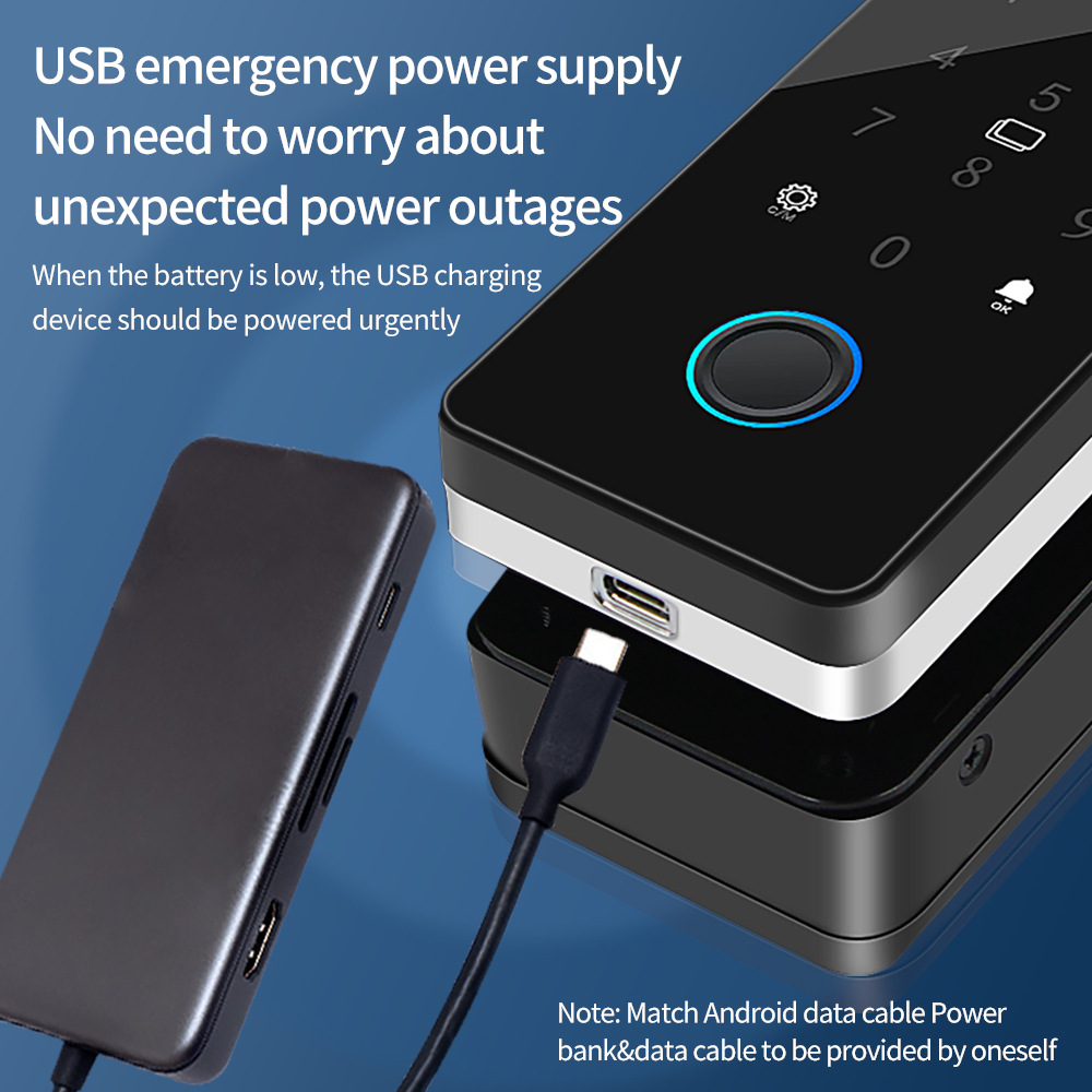 Wiring-free glass door fingerprint lock color screen double door single door office password lock framed frameless electronic smart lock