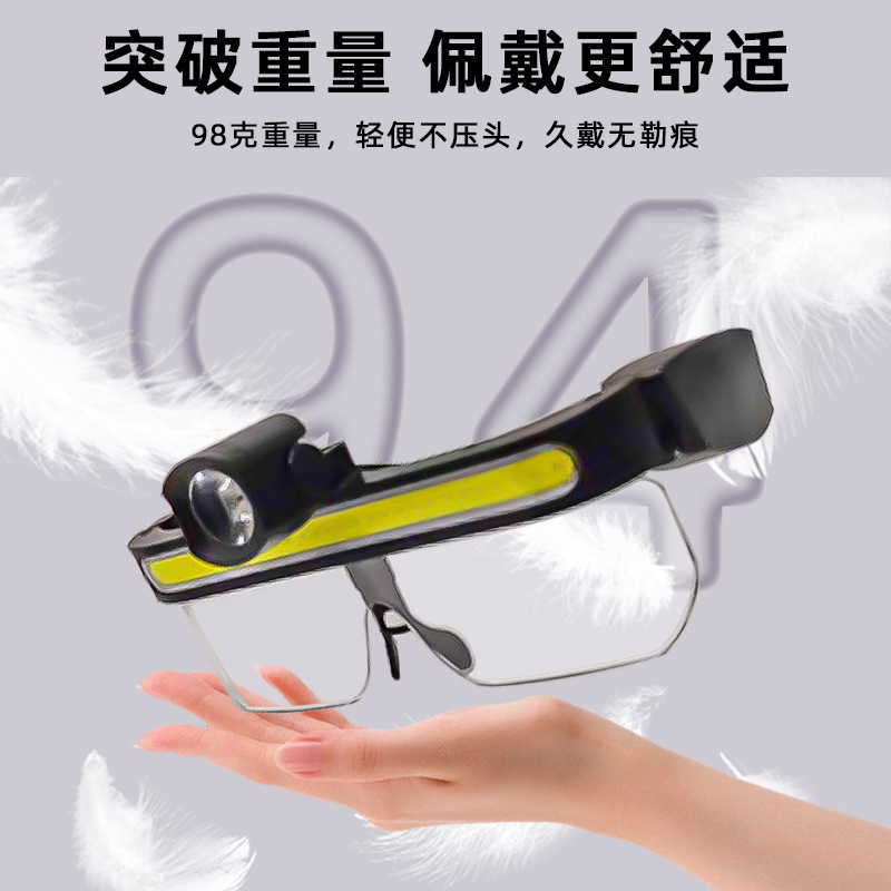 Cross-Border New Led Glasses Light USB Charging Multi-Function Full-View Large Floodlight Cycling Fishing Led Headlight