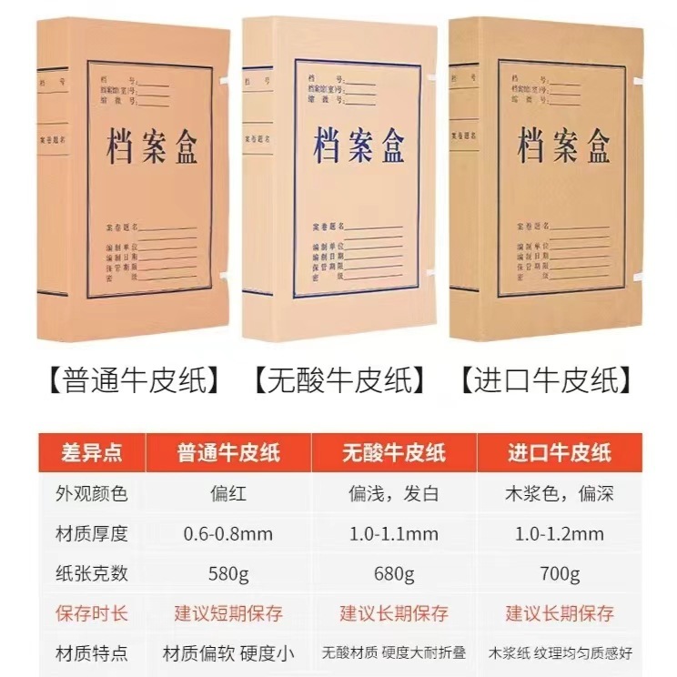 Kraft paper file box thickened and enlarged acid-free paper file box document data box customized archives logo