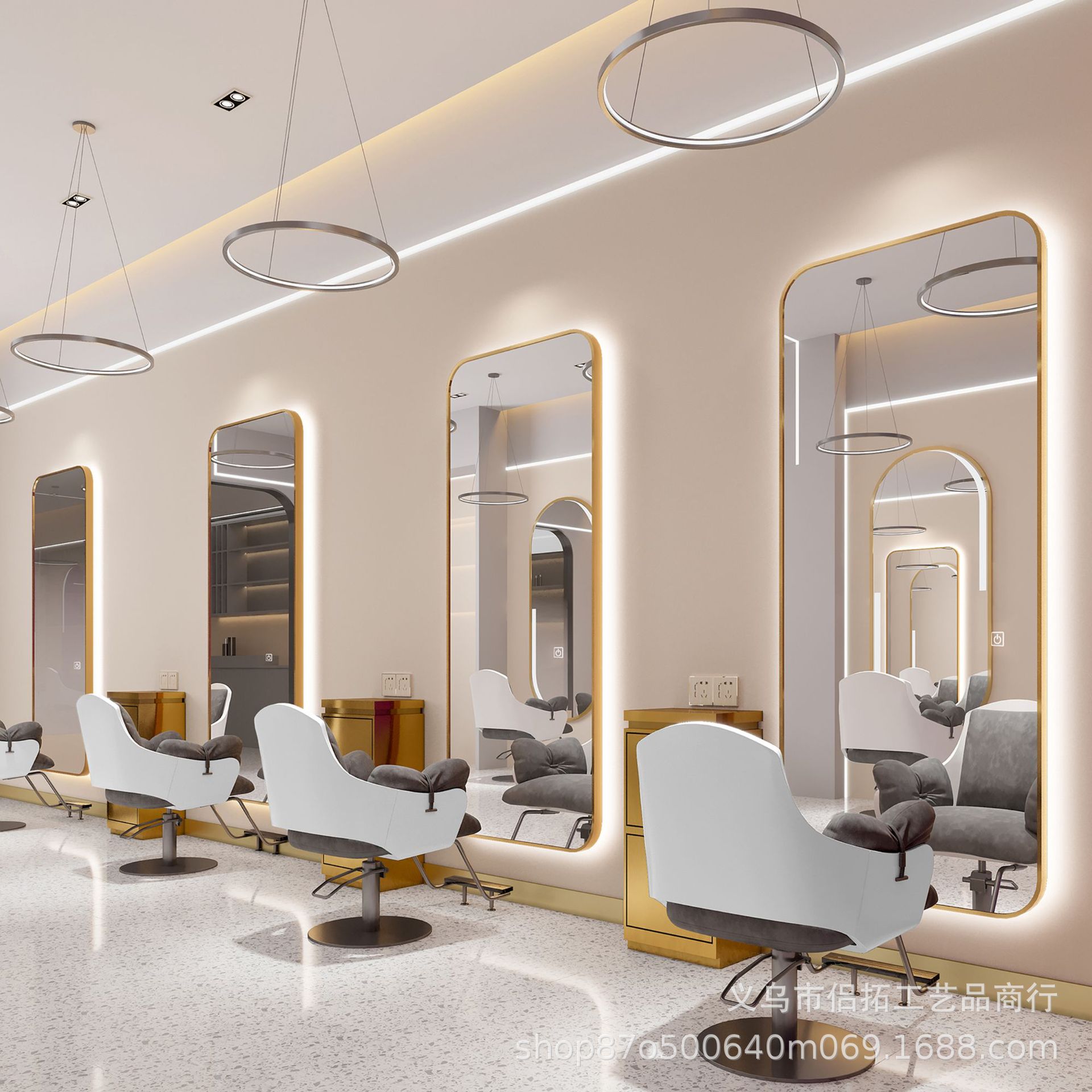 Internet-Famous Hair Salon Mirror, Simple Hairdressing Shop Mirror, Salon Mirror for Haircuts, Special Mirror with Led Lights, Wall-Mounted Single-Sided Mirror