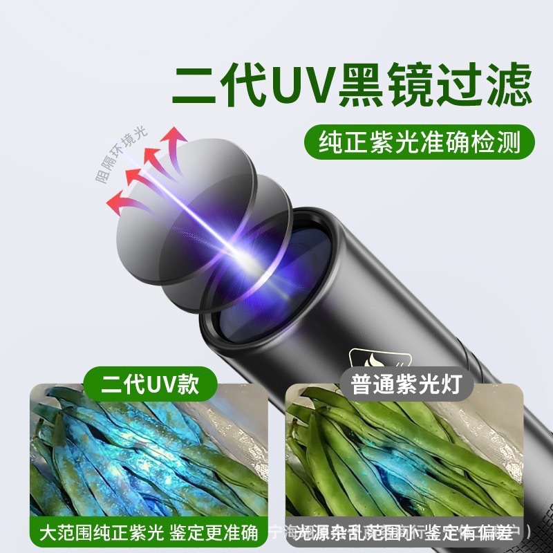Uv Light for Vegetable Testing, Uv Light for Identifying Fluorescent Agents, Bordeaux Solution for Inspecting Pesticides and Fungi, Rechargeable Blue Light
