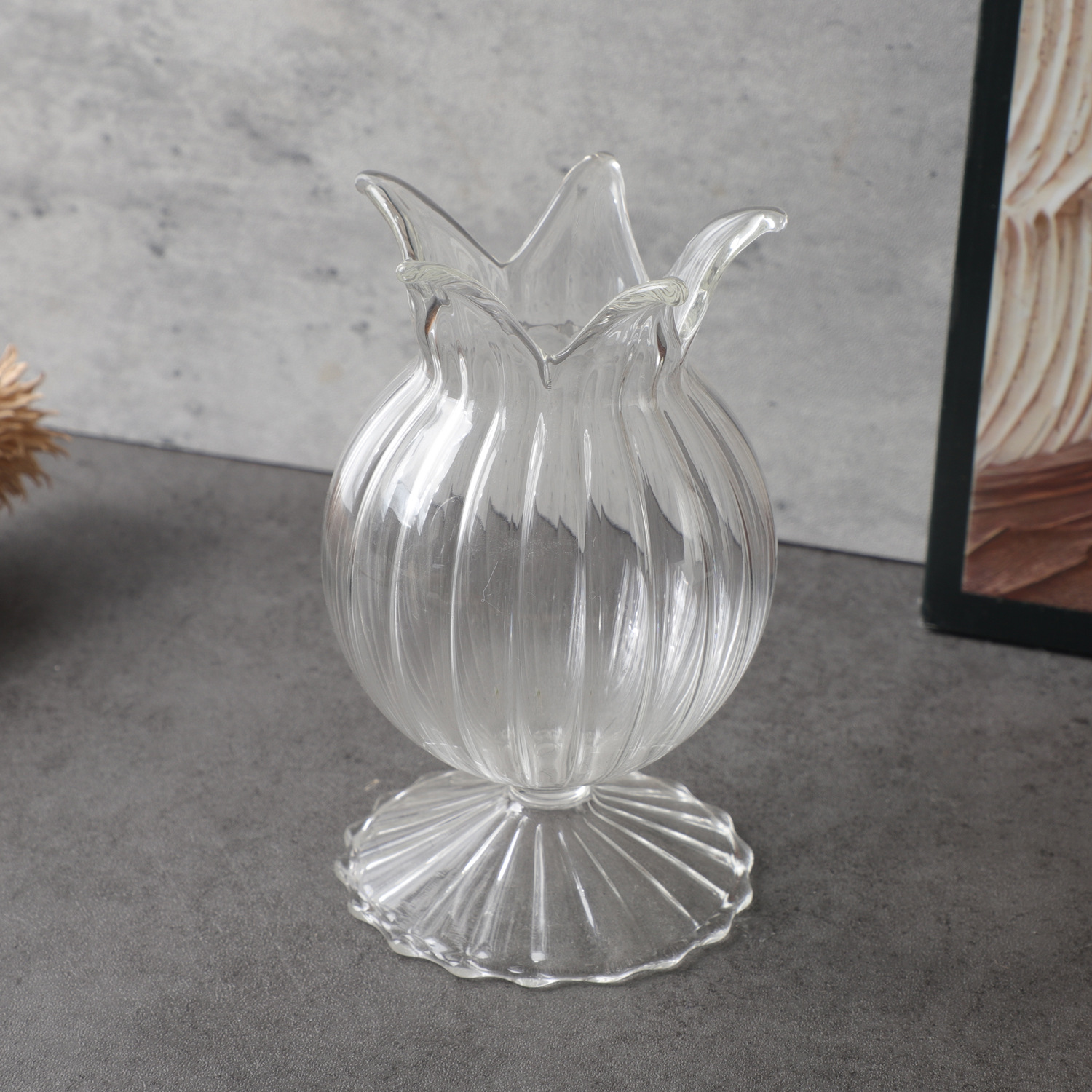 Creative Large-Diameter Transparent Glass Micro-Landscape Ecological Vase Container Office Living Room Flower Arrangement Vase Ornaments