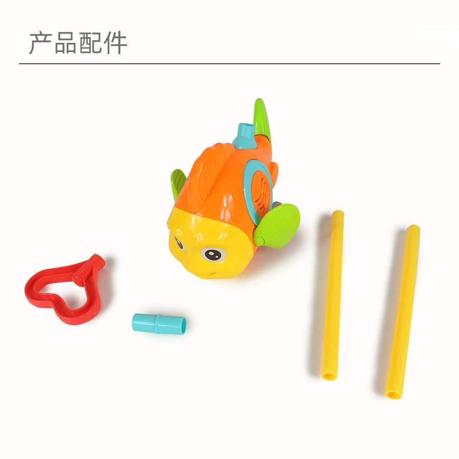Fat Fish Children's Toddler Push Airplane Plastic Toy Push Wheelbarrow Single Rod with Bell