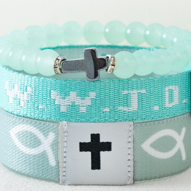 WWJD letter jacquard wristband bracelet unisex sports wristband bracelet adjustable bracelet