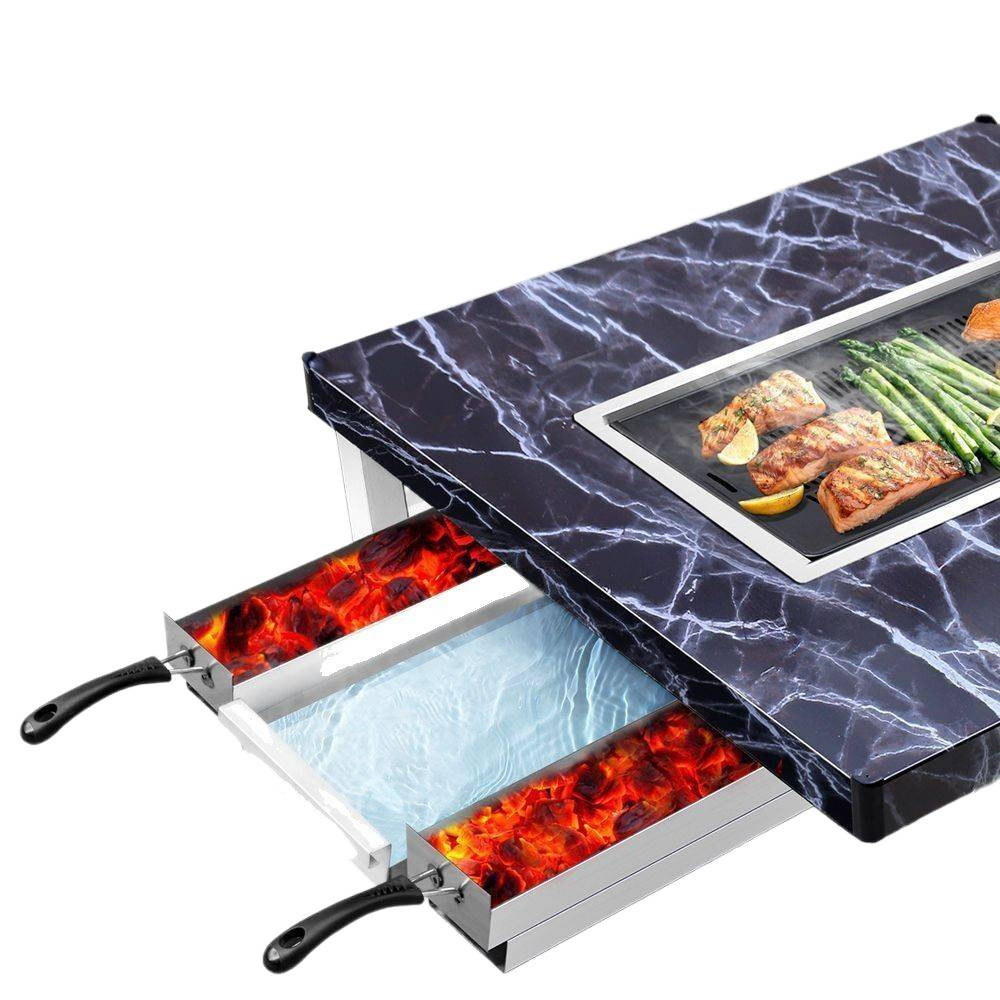 Guizhou Small Tofu Smokeless Barbecue Table Stainless Steel Charcoal Barbecue Table Barbecue Shop Smokeless Charcoal Grill Buffet Table