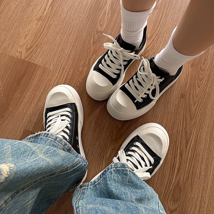 Casual board shoes for men and women with black thick soles increased breathable star commuter big toe shoes fashion brand low top shoes