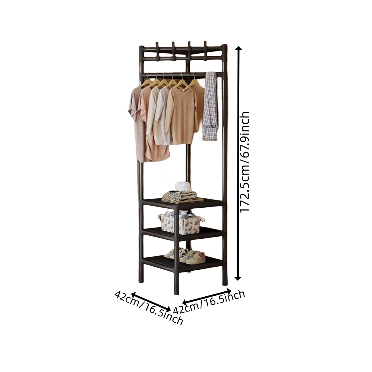 Corner Coat Rack Floor-Standing Bedroom Bedside Storage Rack Corner Corner Clothes Rack Household Simple Shoe Rack Integrated