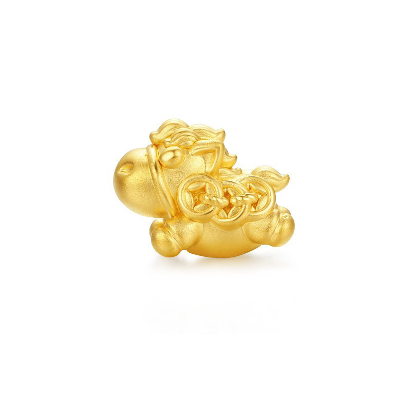 Gold Wholesale Pure Gold 999 Get Rich Immediately Men and Women Same Style Zodiac Horse Transfer Beads Gold Horse Bracelet Braided Rope