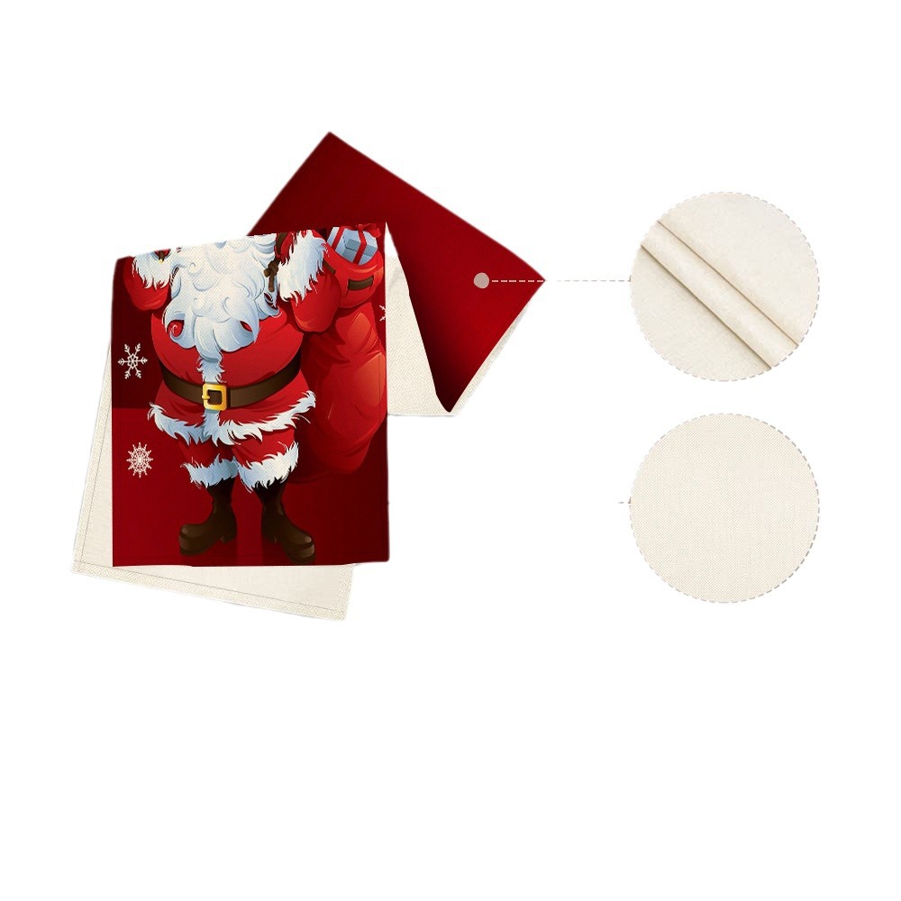Cross-border new Christmas table runner linen creative printing snowman old man table mat atmosphere Christmas table decorations