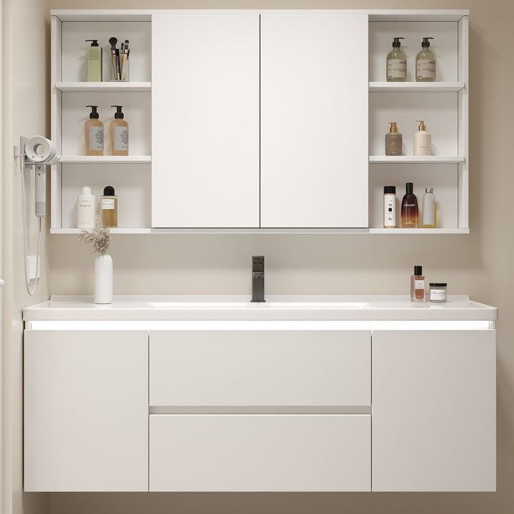 New cream bathroom cabinet ceramic integrated basin 65/75CM85/95cm 105/115cm washing table