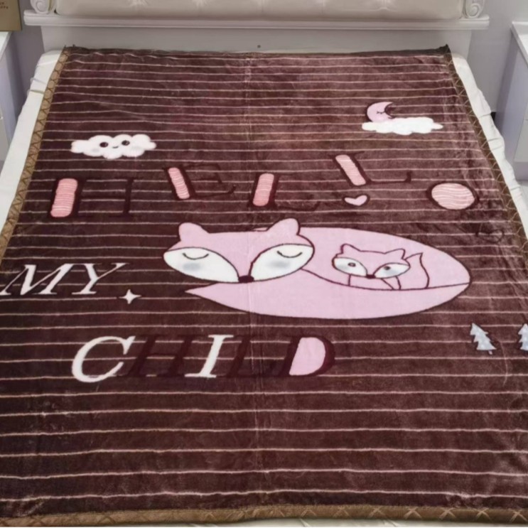 Wholesale Autumn and Winter Single-Layer Thickened Raschel Printed Blanket 1.5m Office Nap Fleece Blanket with Cartoon Print