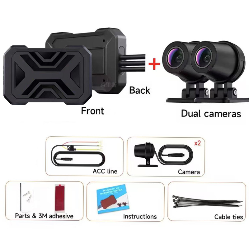 Motorcycle Driving Recorder, Electric Vehicle/Motorcycle Special Riding 1080 High-Definition Front and Rear Dual-Camera Panoramic New Model