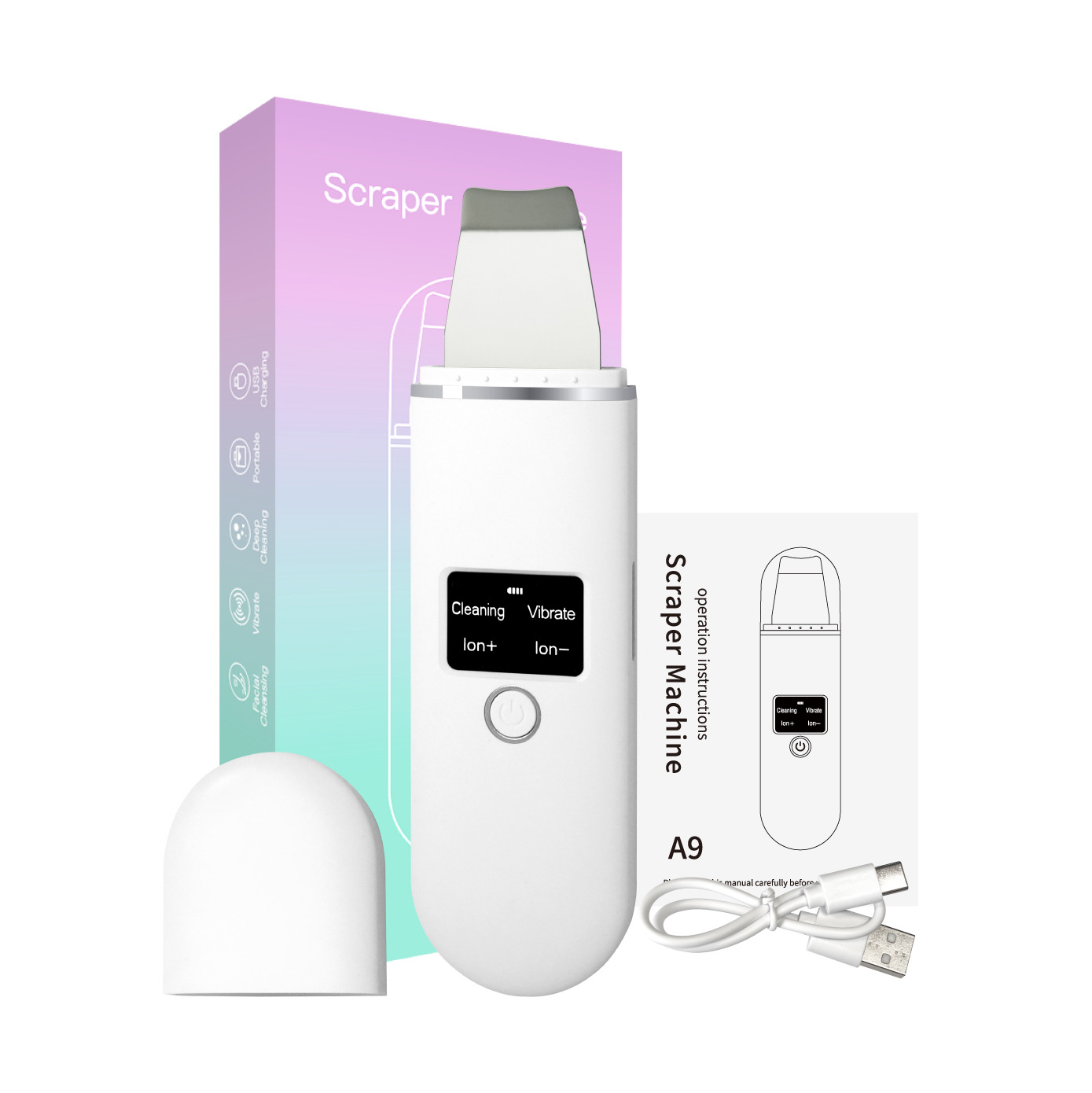 Ultrasonic Exfoliation Facial Cleansing Pore Scraper Beauty Instrument Home Skin Cleaning Device