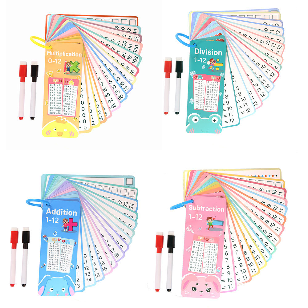 Cross-Border Flash Cards 15 Math Number Cards Multiplication and Erasable Mathematics Learning Cards Educational Science and Education Toys