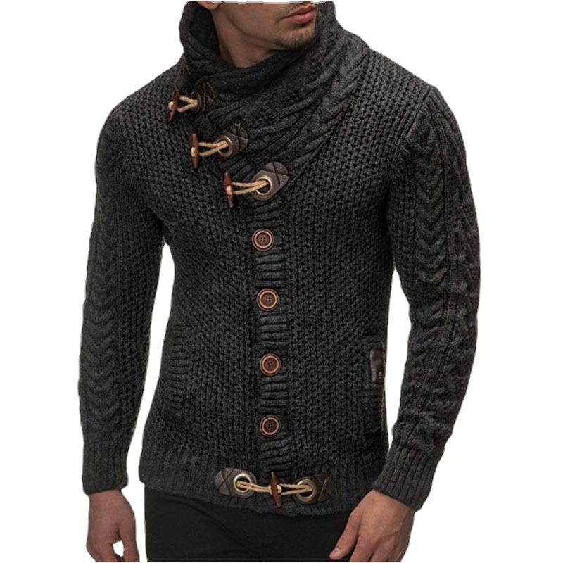 Amazon Sweater Men's 2025 Autumn and Winter Knitted Jacket High Collar Button Large Size European and American Fashion Sweater Cross-Border Men's Clothing