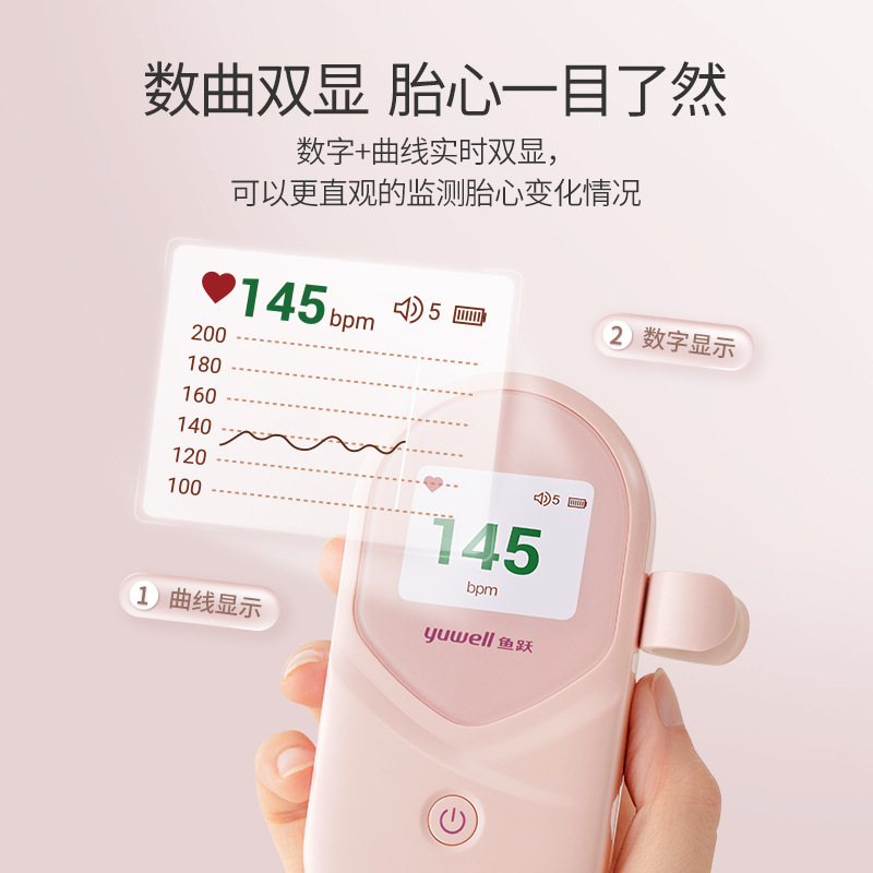 Yuyue Fetal Heart Rate Monitor Monitors Fetal Heart Rate Monitor for Pregnant Women Home Ultrasound Doppler Fetal Movement Detection Without Worry about Radiation