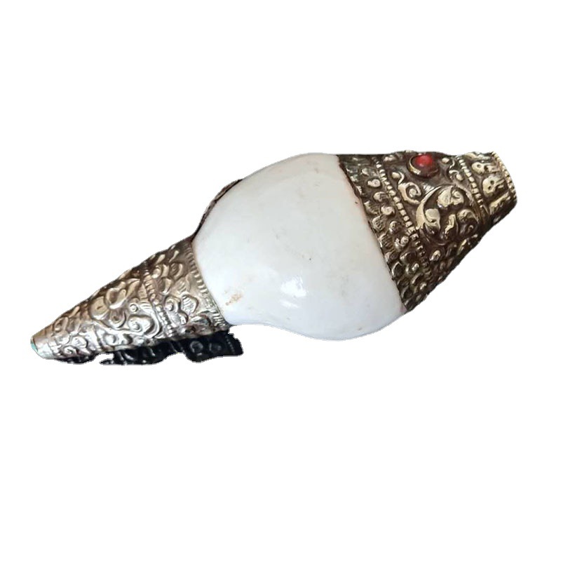 Xizang ornaments play French conch Xizang silver white copper gem Nepalese handicraft Auspicious Eight Treasures decoration ornaments