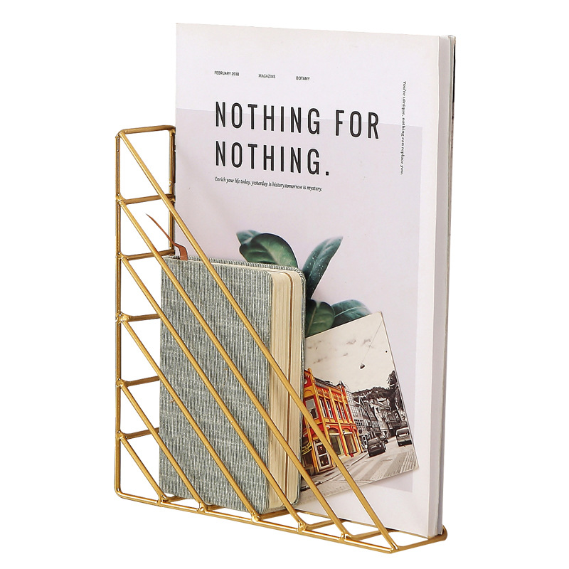 Wholesale Ins Iron Wall Hanging Bedroom Bookshelf Book and Newspaper Rack Children's Picture Book Rack Wall Display Rack Magazine Rack