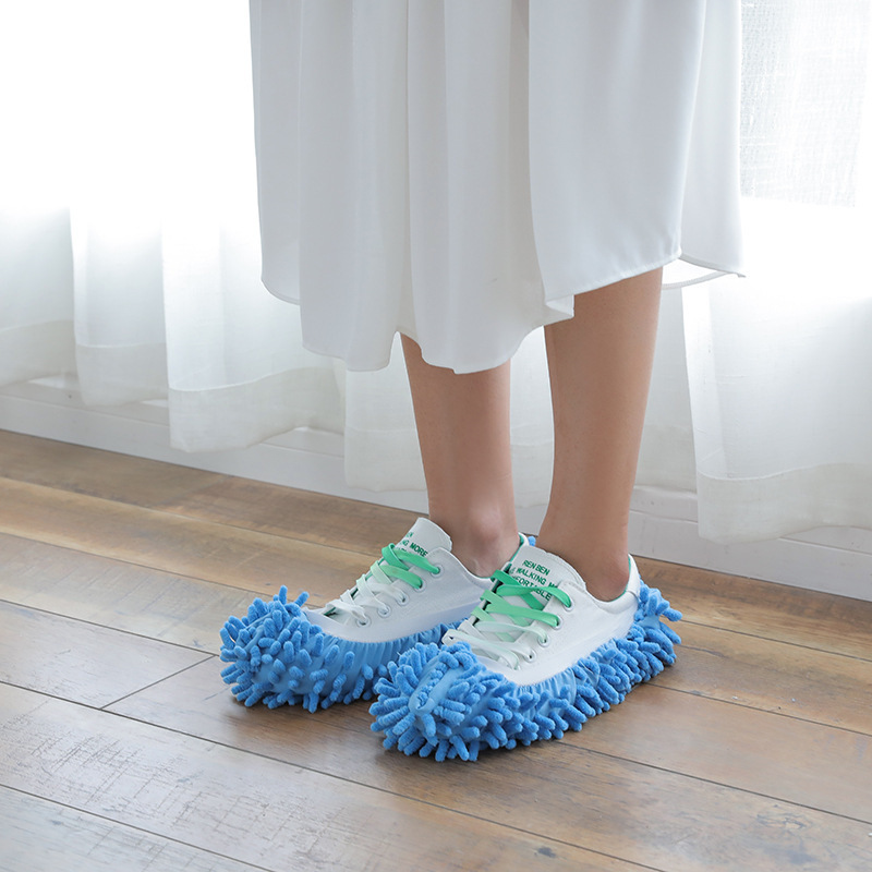 Factory wholesale floor cleaning removable and washable mop shoes chenille lazy mop shoes cover mop cover