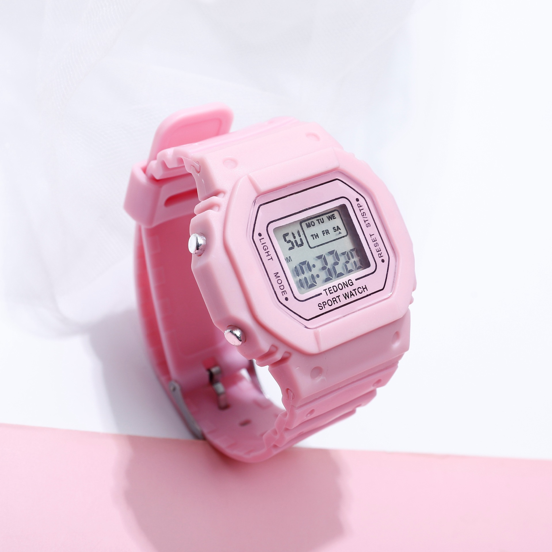 Korean-Style Simple Forest-Themed College Dial Student Electronic Watch, Square Sports Ins-Style Mesh Small Square Watch
