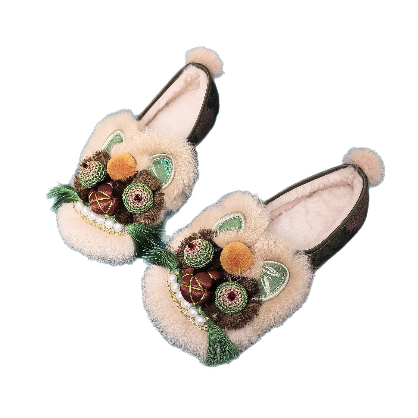 Winter New National Trend Retro Flats Folk Cloth Shoes for Women Ethnic Style Adult Tiger Head Shoes Hand Embroidered Shoes for Women