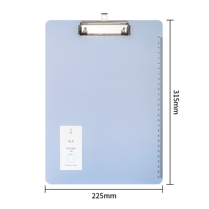 Deli 72605 board clip A4 transparent plastic board clip with scale clip paper folder office stationery student supplies