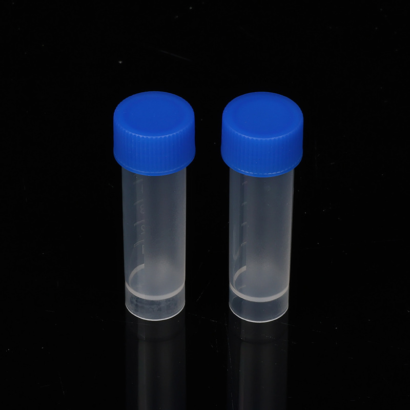 5ml Cryopreservation Tube Wholesale Blue Cap Sample Collection Tube Reagent Tube Screw Mouth with Scale Disposable Plastic Cryopreservation Tube