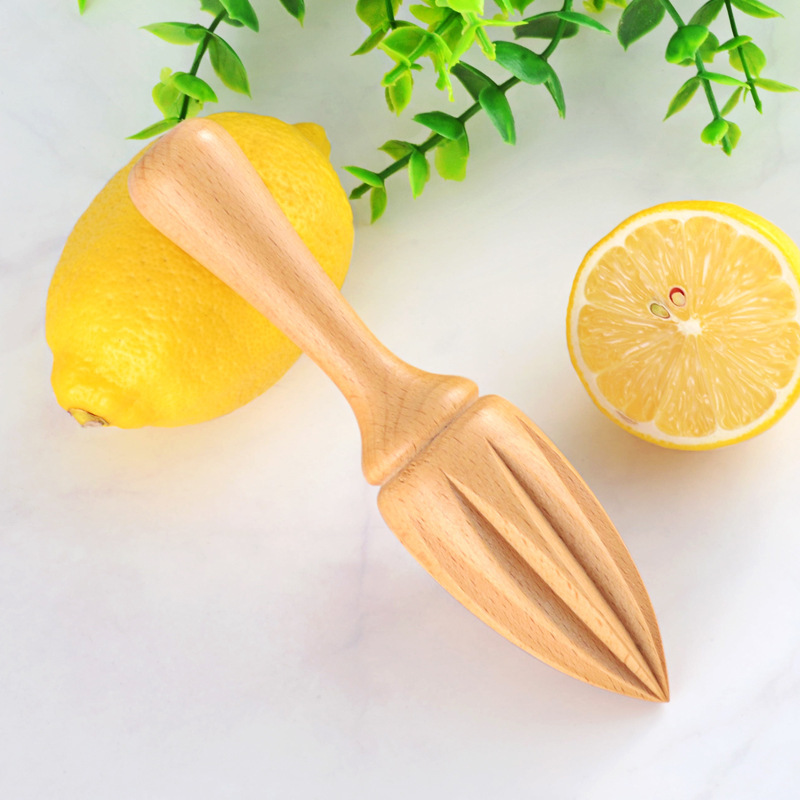 Manual Beech Lemon Juicer Unpainted Solid Wood Lemon Cone Kitchen Baking Supplies Log Juice Tool