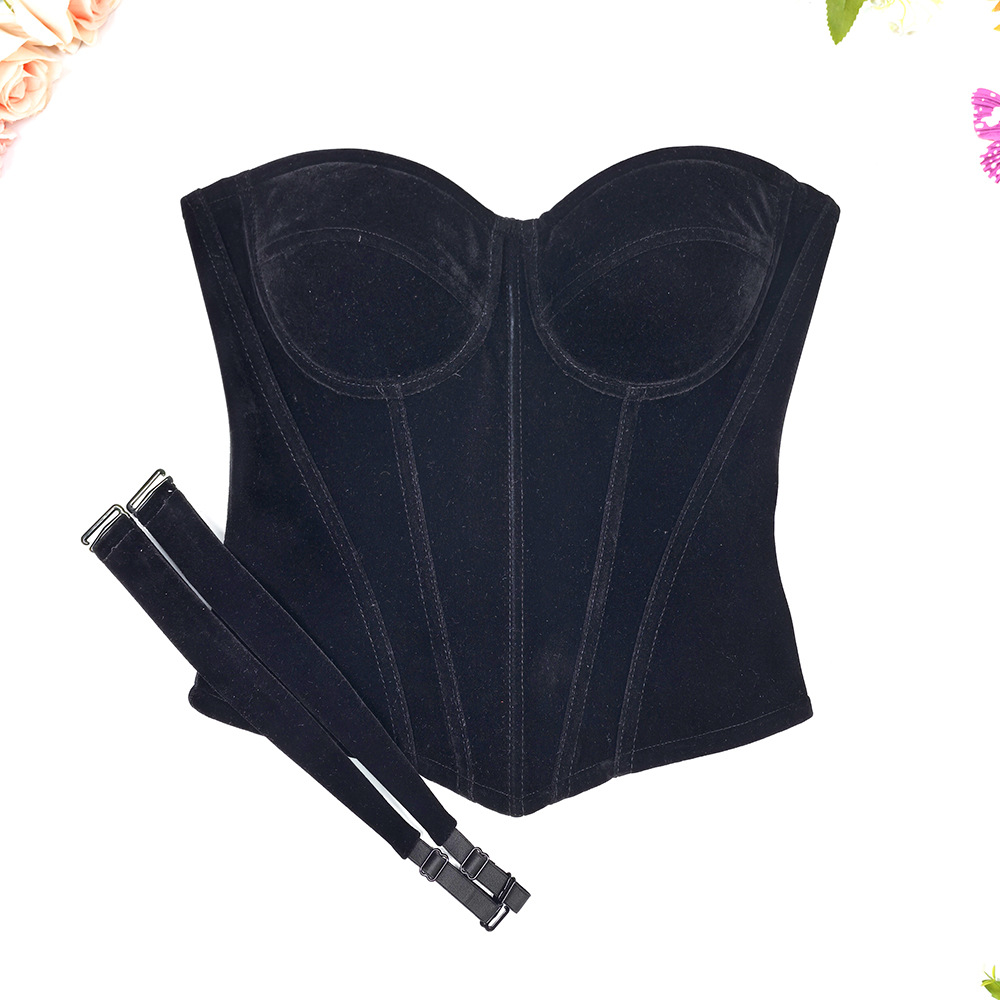Thickened Warm Velvet Fishbone Corset, Tight-Fitting French-Style Camisole, Tube Top for Outer Wear or Layering, Waist-Cinching Vest-Style Tank Top