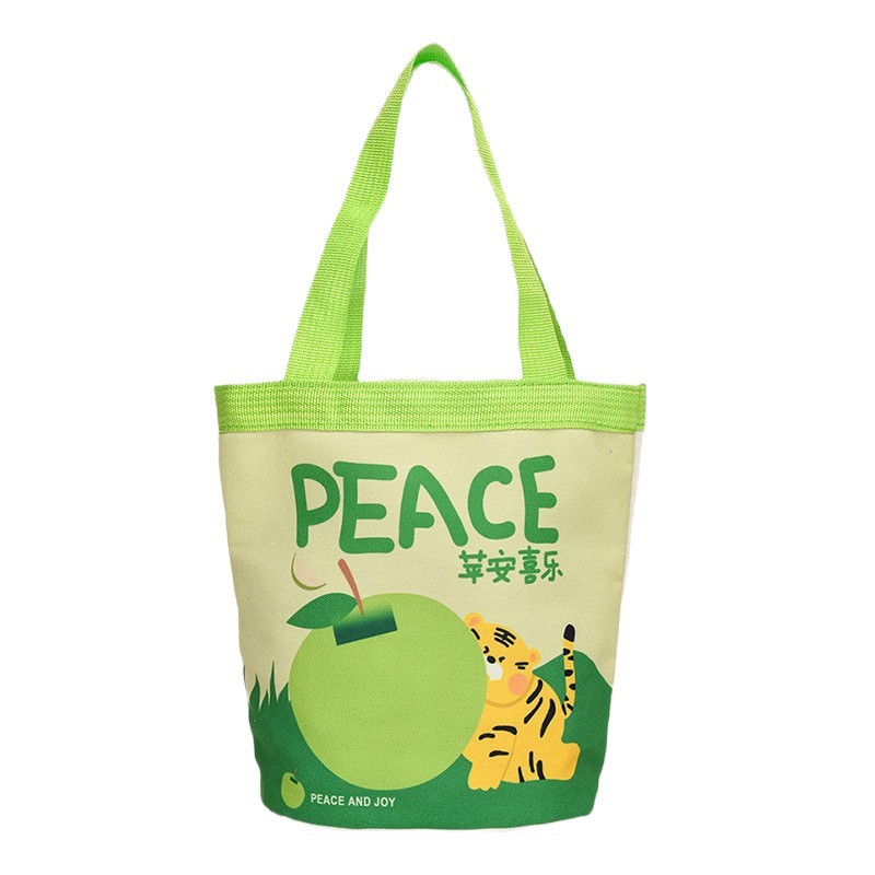 Oil Painting Style Handbag Cute Printed Handbag Outdoor Portable Handbag Cartoon Student Canvas Bag Wholesale