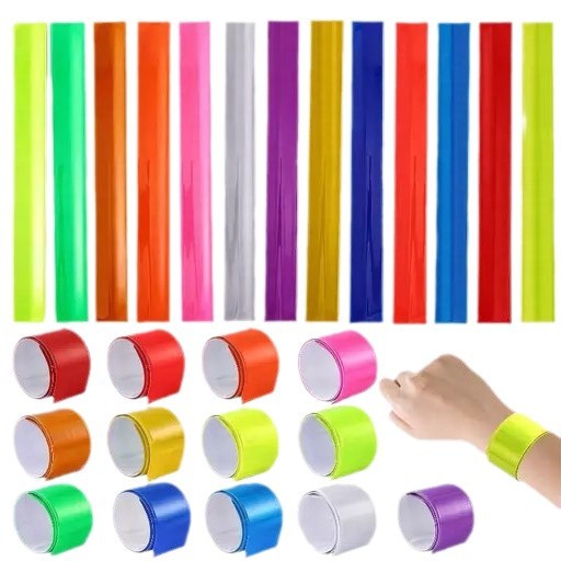 Customized Printed Flocking Outdoor Night Running Reflective Slap Ring Luminous Wrist Strap Safety Warning Clap Bracelet Wholesale