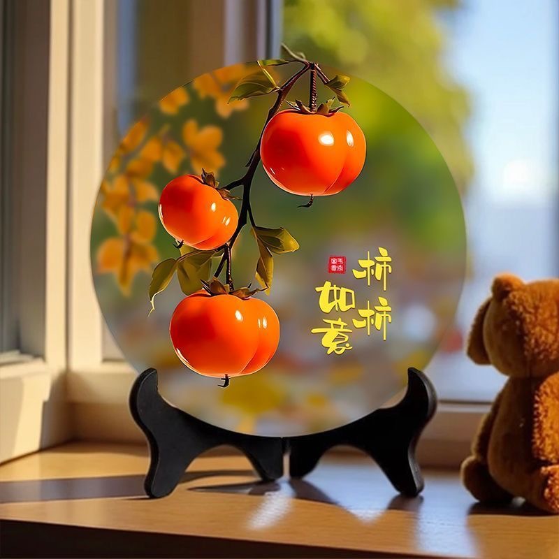 Wish Come True Persimmon Ornament Modern Decorative Painting Photo Frame Dining Room Office Desktop Decoration Display