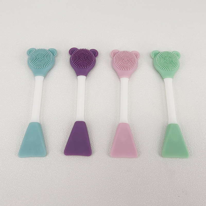 Double-head Silicone Face Mask Brush Pore Cleaning Brush Mud Mask Application Brush Portable Beauty Makeup Tool One Pack