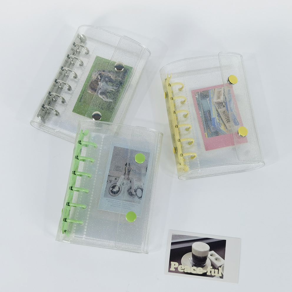 A7透明双扣手帐本外壳小卡收纳相册笔记本日记本6孔活页3寸追星集