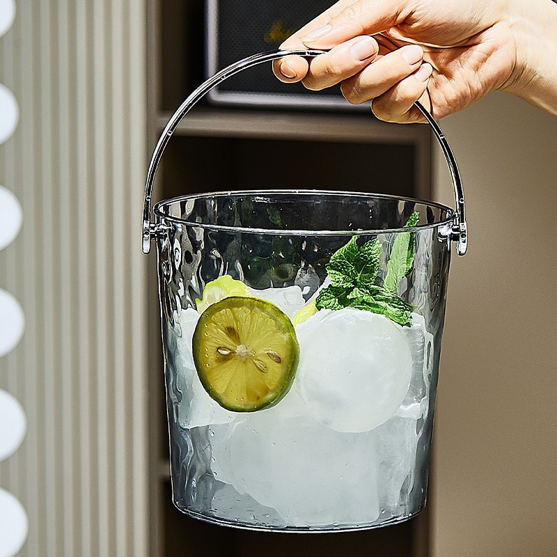 Light Luxury Water Ripple Thickened Transparent Ice Bucket High Beauty Value Home Commercial Ice Bucket Bar KTV Beer Barrel Ice Bucket