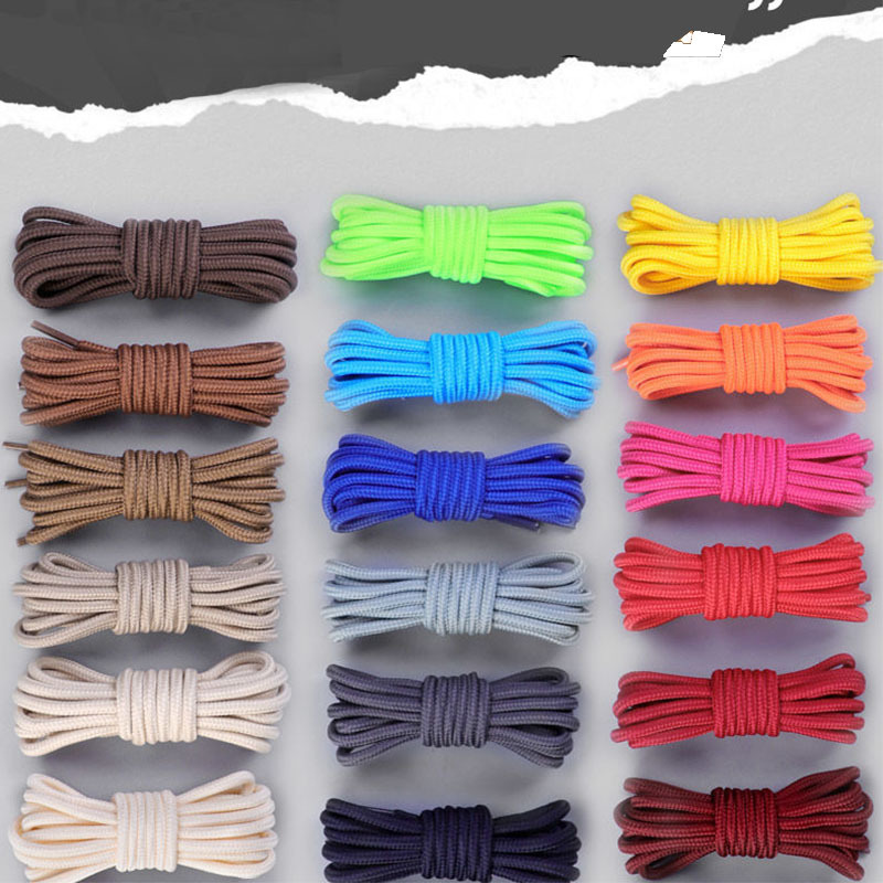Colorful sports shoelaces flat high-top beanie shoes tie rope round shoelaces with Korean white long gold waist rope