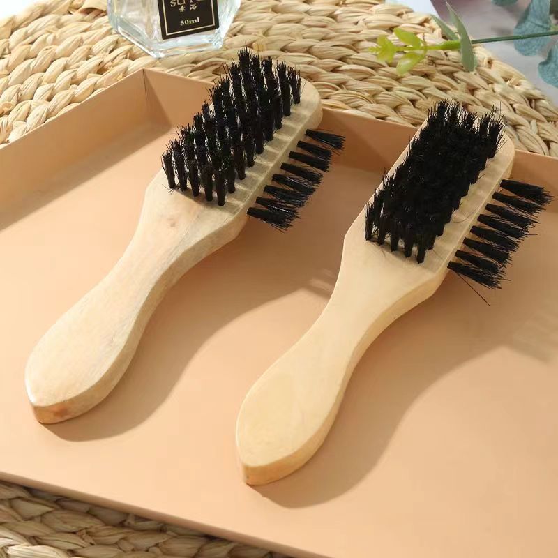 Source Manufacturer Yj-830 Lotus Wood Bristle Solid Wood Pig Hair Three-Use Multi-Functional Shoe Polish Brush Leather Shoe Leather Shoe Protection Brush