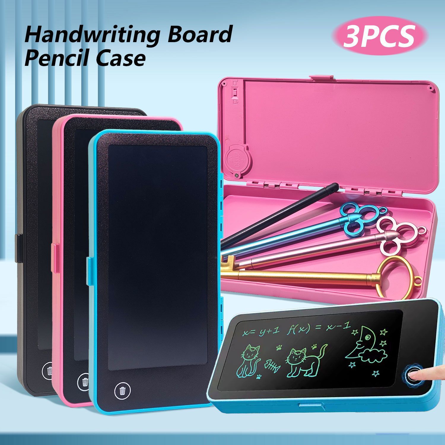 Student portable stationery box writing board two in one can be cleared arithmetic electronic board storage box stationery foreign trade