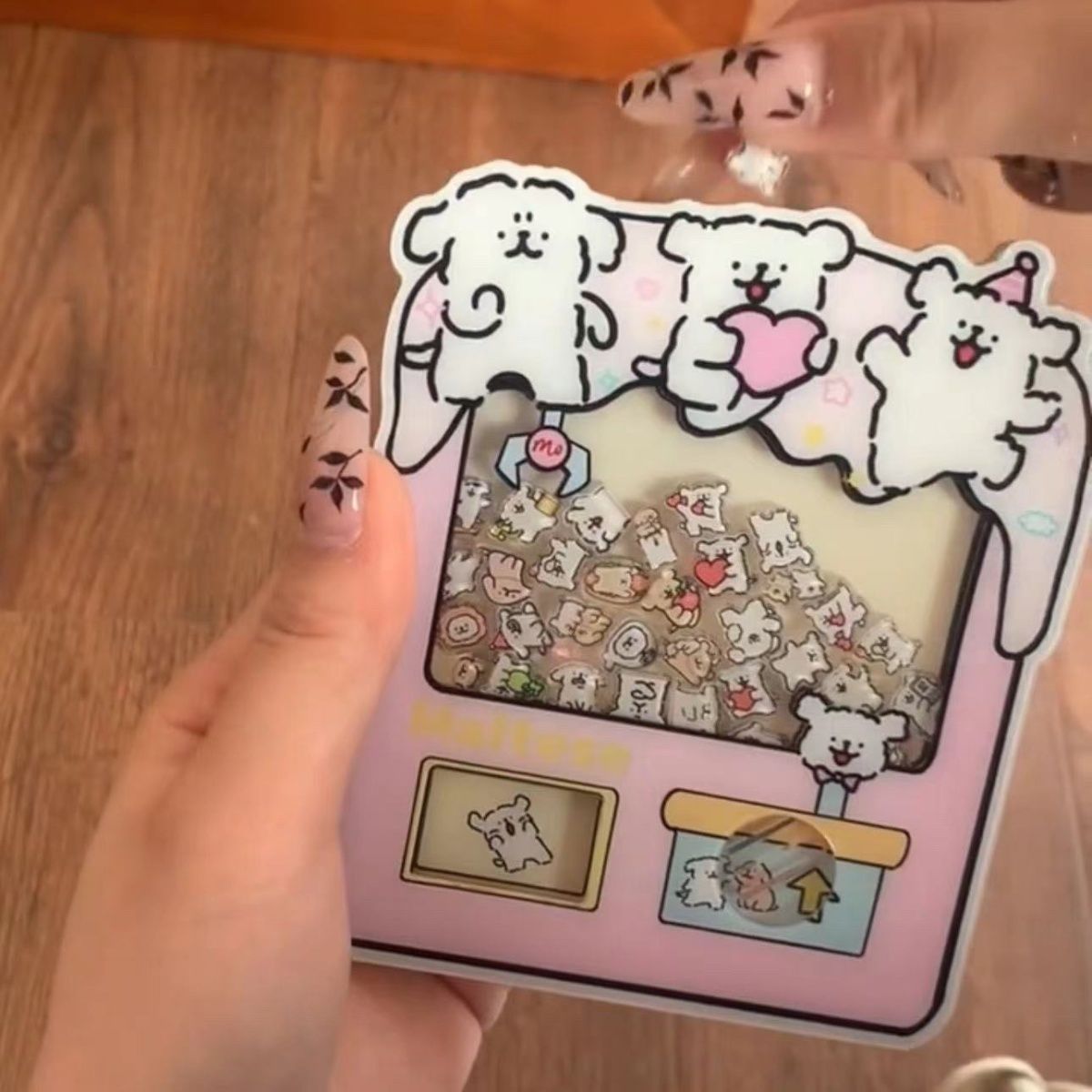 Little Red Book's Same Style Cartoon Cute Line Puppy Gashapon Machine Acrylic Shaker Bag Pendant Bestie Gift