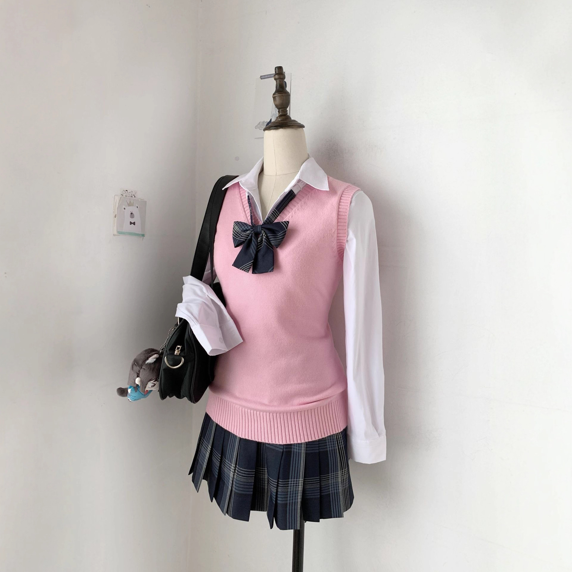 Original Jk Waist-Cinching Vest Sweater Japanese Uniform College Style Solid Color Versatile Knitwear Autumn Winter