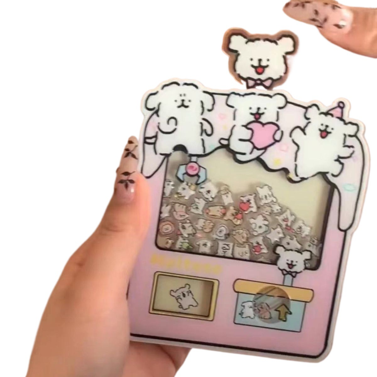 Little Red Book's Same Style Cartoon Cute Line Puppy Gashapon Machine Acrylic Shaker Bag Pendant Bestie Gift