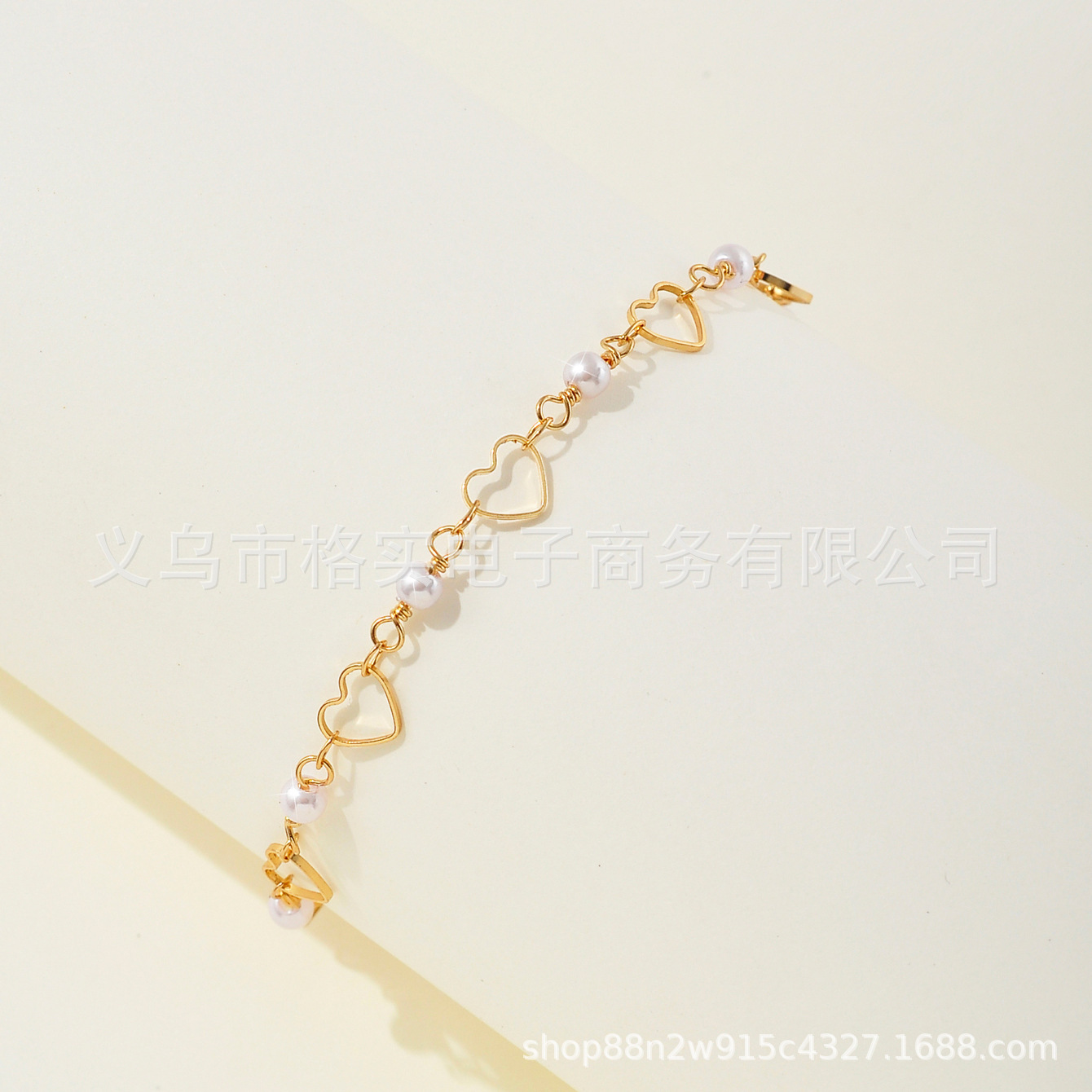 Cross-Border Bohemian Style Cut Out Heart-Shaped Anklet, Normcore Heart Pearl Anklet, Beach Personalized Foot Jewelry