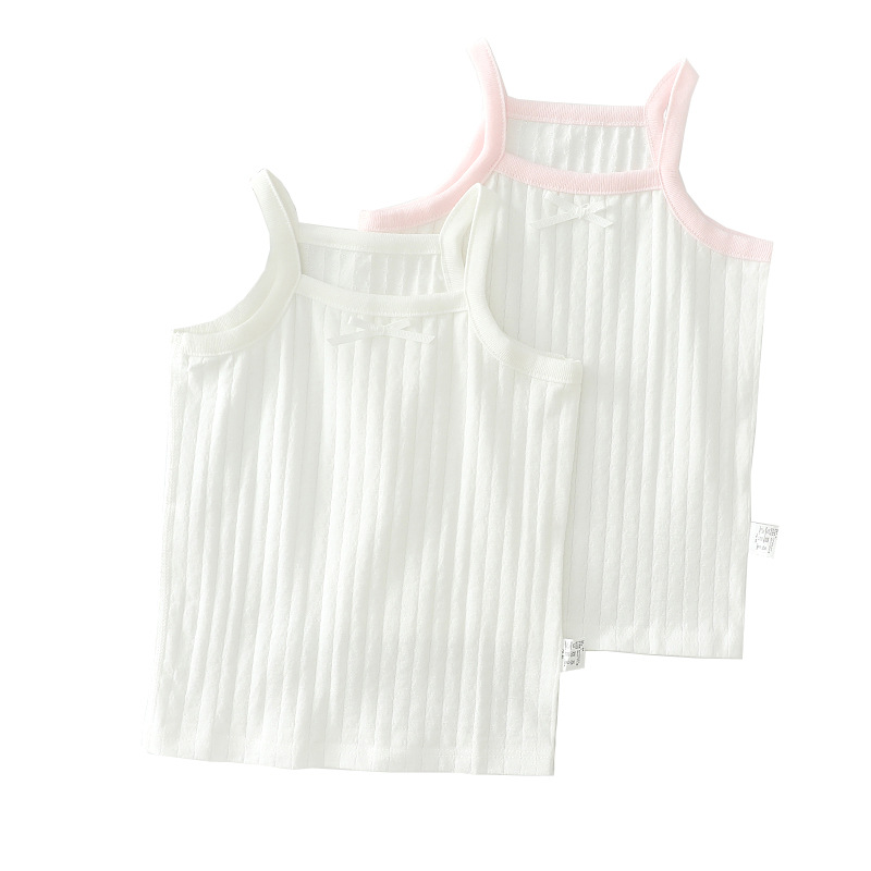 Children's thin vest sling net color jacquard female baby 100 cotton breathable bottoming boneless 2-piece wholesale