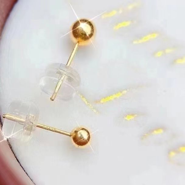 Xinbaoli 18K Gold Pearl Earrings Au750 3N 4N Doudou Simple Earrings Valentine's Day Gift for Mom