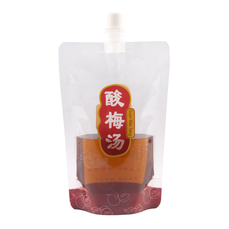 Sour Plum Soup Packaging Bag Take-out Packaging Bag Fruit Juice Beverage Self-supporting Sour Plum Soup Sour Plum Soup Commercial Stall Bag
