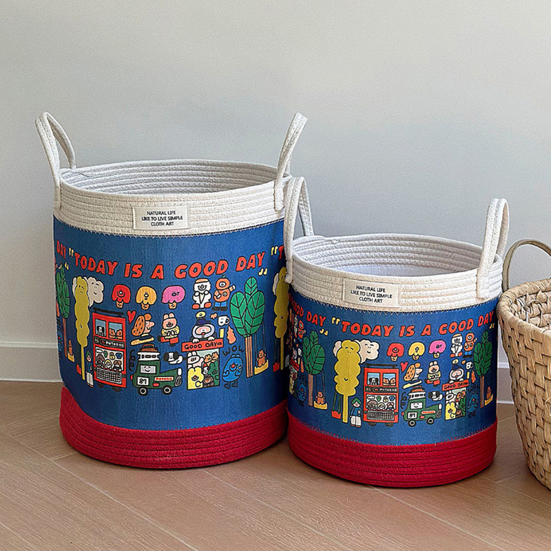 Cute Cartoon Storage Barrel Children's Toy Storage Basket Portable Snacks Storage Basket Dirty Clothes Bucket Student Dormitory Finishing