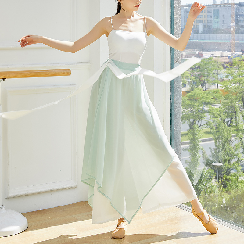 Chinese Dance Pants Women's Loose Elegant Chiffon Culottes Classical Dance Performance Costume Practice Wide Leg Pants